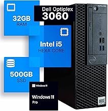 Dell Optiplex 3060 Desktop Computer | Intel i5-8500 (3.2) | 32GB DDR4 RAM | 500GB SSD Solid State | Windows 11 Professional | Home or Office PC (Renewed) (i5 | 500GB SSD, 32GB RAM | Content Creation)