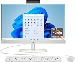 HP 24 inch All-in-One Desktop PC, FHD Display, AMD Ryzen 5 7520U, 8 GB RAM, 256 GB SSD, AMD Radeon Graphics, Windows 11 Home, 24-cr0002 (2024)