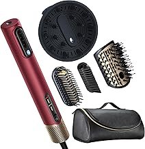Infiniti PRO CONAIR 5-in-1 Hair Drying Wand, Straightener, and Styler, Ionic All-in-One Digital Motor Blow Dryer, Includes 4 High-Performance Attachments, Cherry Red